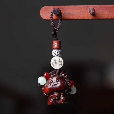 极速本命年十二生肖龙平r安檀木雕刻男士钥匙扣创意吊坠汽车挂件