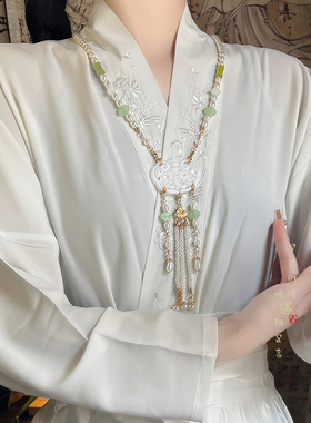极速祥云新中式珍珠项v链古风璎珞背云长流苏马面裙旗袍汉服