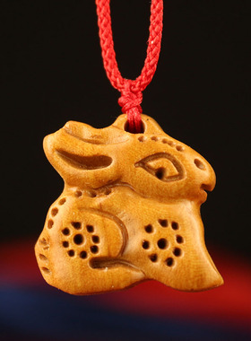 极速十二生肖吊坠桃木12属相兔项链男女士木质P随身饰品守护平安