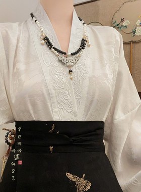 极速[墨染]平安锁双层珍珠串珠B项链新中式马面裙国风古风汉服配