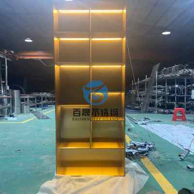极速不锈钢柜子定制嵌入式拉丝黑钛电E视背景柜304金属壁龛轻奢装