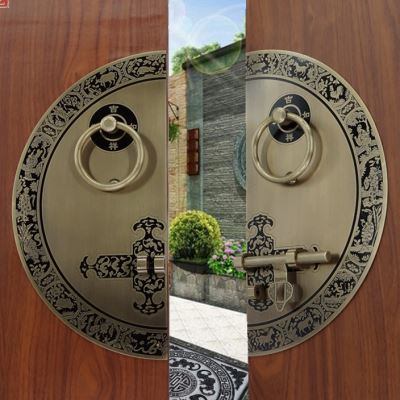极速仿古铜门环明装中式 门闩B拉手 加粗纯铜门栓销老式拉环