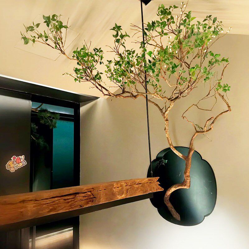 极速仿真樱花树悬k挂壁挂假花干树枝绿植景观造型树餐厅天花板吊