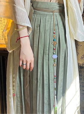 极速[素问]古风莲花流r苏禁步腰佩新中式国风马面裙汉服腰间挂件