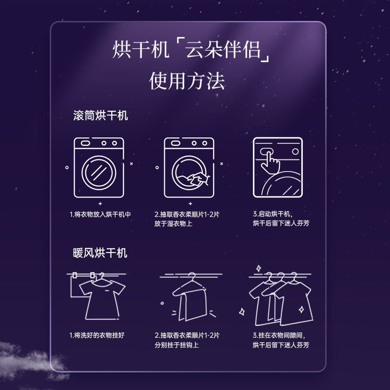 极速纺优b美烘干柔顺香衣片去皱除静电60片*2盒烘干机柔顺衣物