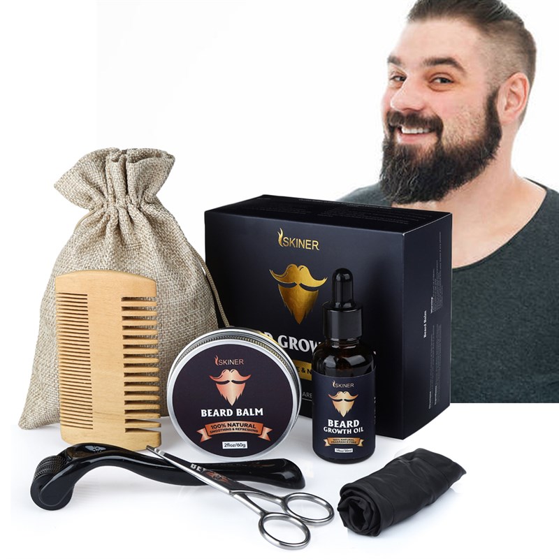 速发5Pcs/Set Men's Beard Growth Kit Enhancer Serum Essential