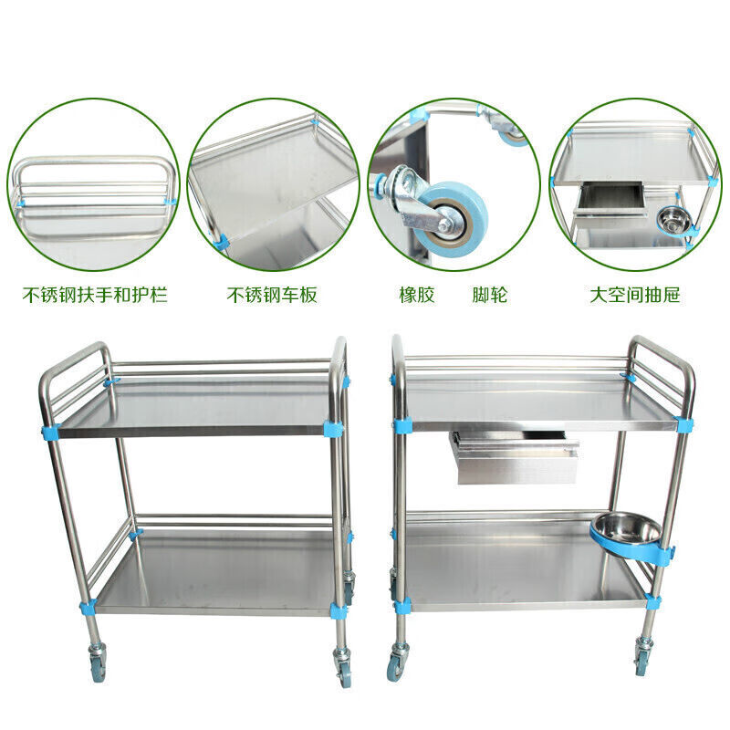 极速双层手推车不锈钢平板t车工具车仪器车周转车搬运车工作台车O