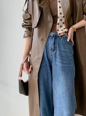 极速Korea Runway Designeru 2021 Fall /Autumn leather Maxi Lo