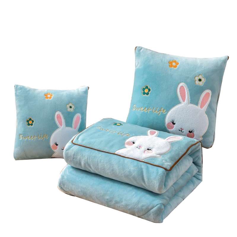 极速加厚b折叠抱枕被子两用冬季珊瑚绒毯子午睡办公室汽车载枕头