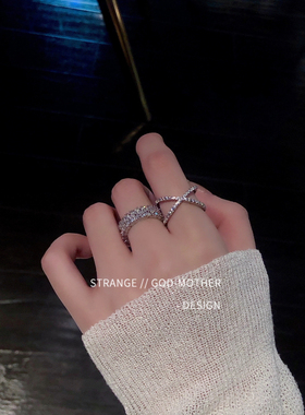 极速网红潮满h钻戒指女小众设计独特时尚个性冷淡风轻奢精致指环