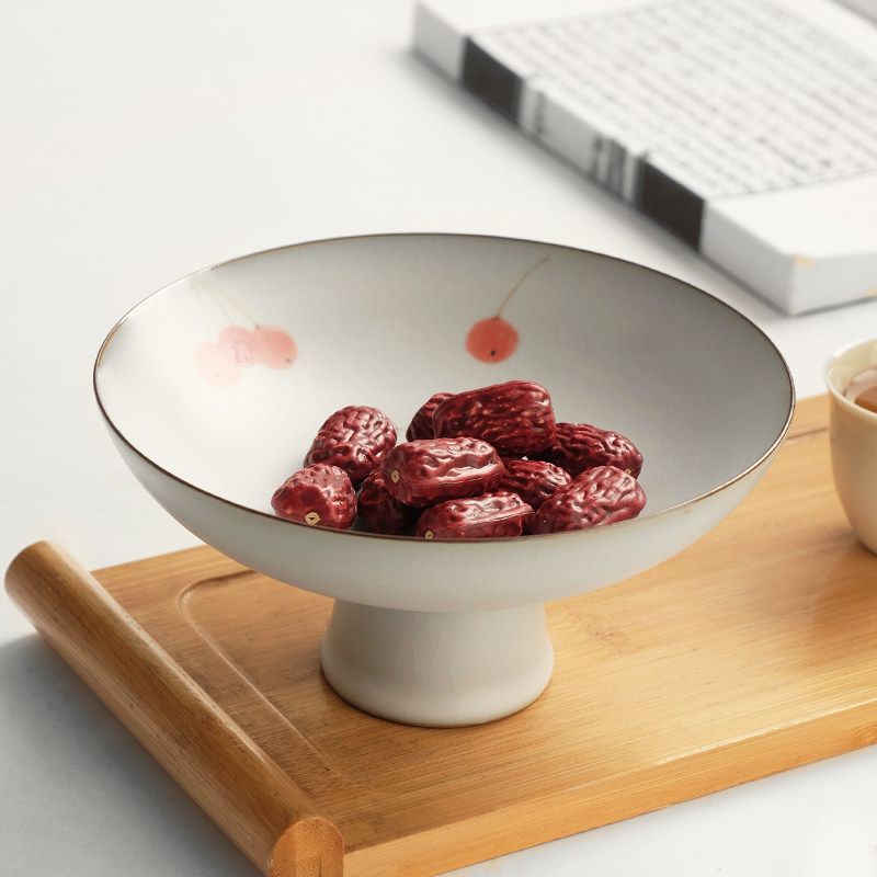 极速手绘白d瓷高脚盘禅意汝窑茶点盘高足点心零食碗陶瓷小托盘供,餐饮具,果盆/果盘/果篮,淘宝优惠券,粉丝福利购,淘宝优惠卷