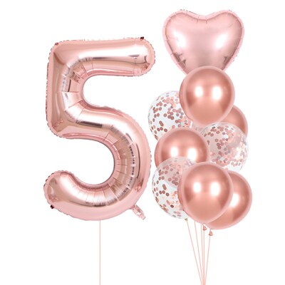 极速10pcs Haphpy Birthday Balloons Rose Gold Number Ballons
