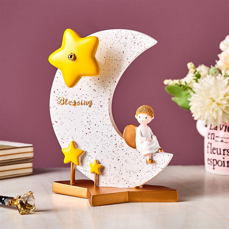 极速Cute Resin Moon And Star Model Music Box Home VDecoratio
