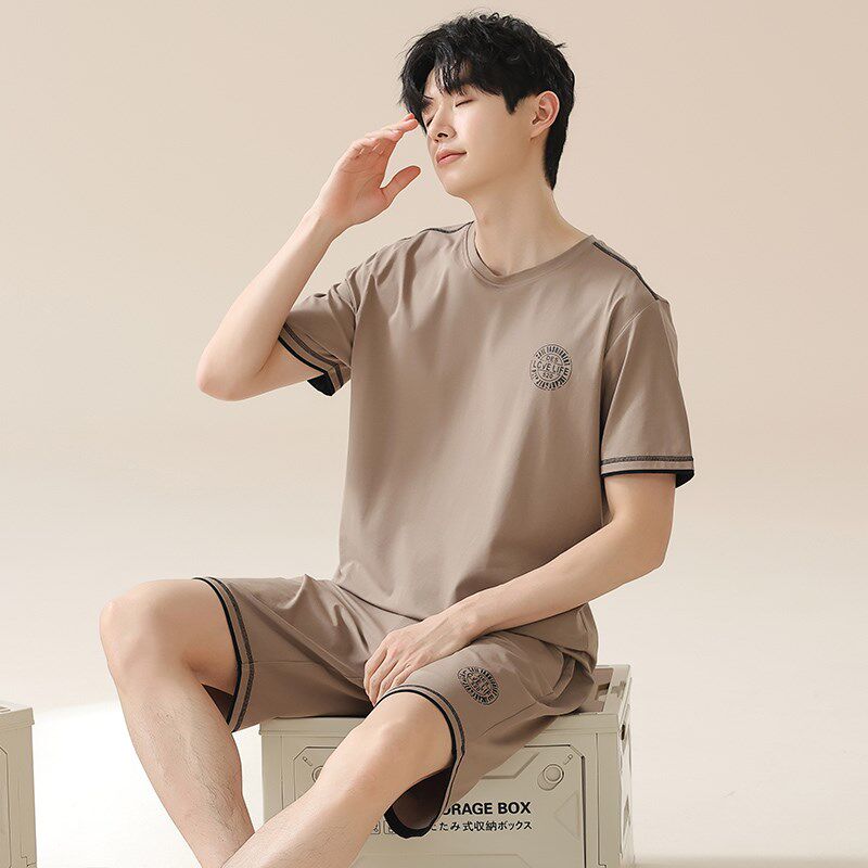 新品2025新款男士睡衣男款夏季纯棉薄款K短袖运动可外穿男士家居