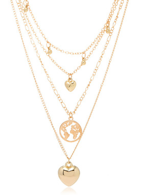 极速Necklace Lady Alloy Hollow Map LoHve Ball Pendant Multil