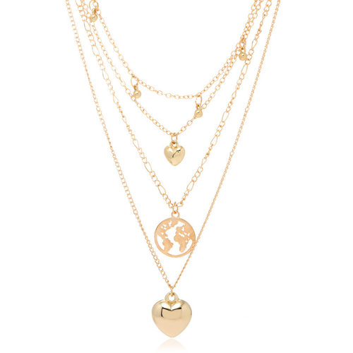 极速Necklace Lady Alloy Hollow Map LoHve Ball Pendant Multil