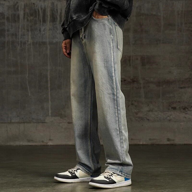 新品高个子加长版牛仔裤男直筒美式复古大码O长裤宽松加肥加大胖