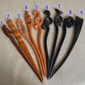 新品 道家用品雷击l枣木发簪祥云古典民族风女士盘发簪子国潮木簪