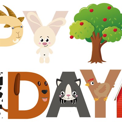 极速Farm theme happy birthday letterinLg banner pull flag
