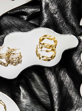 新品亚克力镜面i托盘不规则异形陈列展示玄关首饰品拍照道具ins风