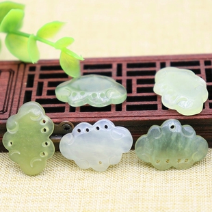 宝宝平安手工材料 新品 岫玉锁挂v件 玉雕饰品 女孩情侣挂坠 新款