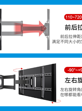 极速大屏电视伸缩挂架 内嵌式旋转支架75XD91K/X80K/65/55英寸适