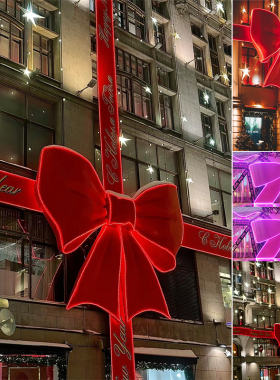 新品发光蝴蝶结 新年商场陈列z橱窗摆件网红打卡龙年节日布置红色