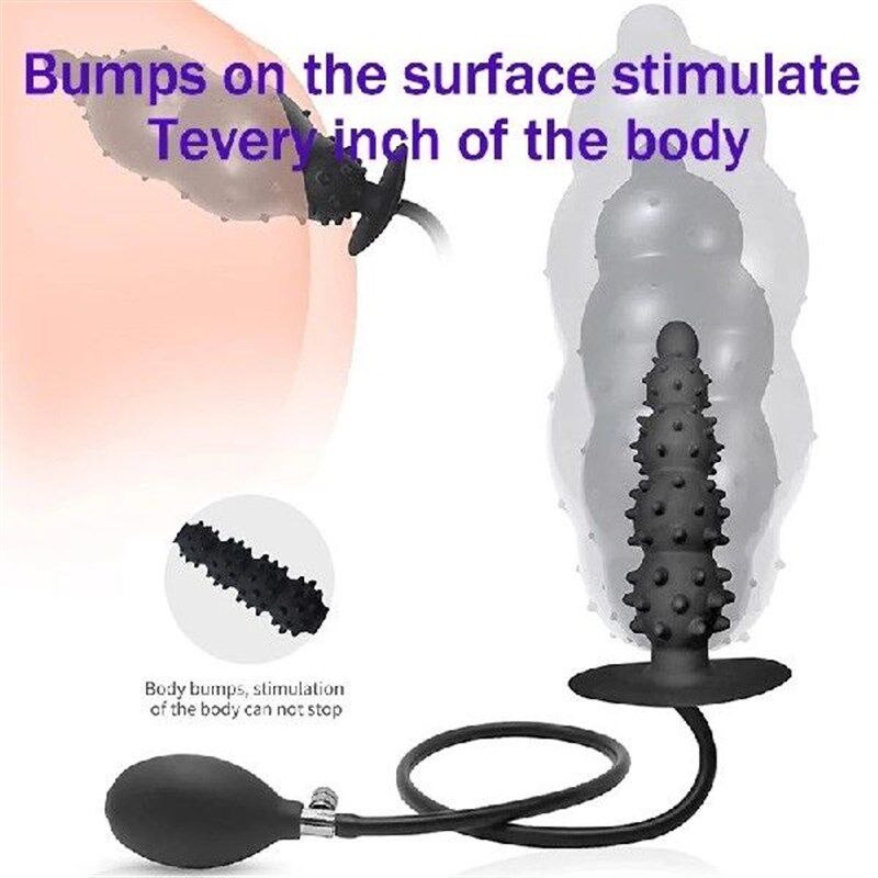 极速Longer Bigger Inflatable Anal Plug Expandable UDildo Pum