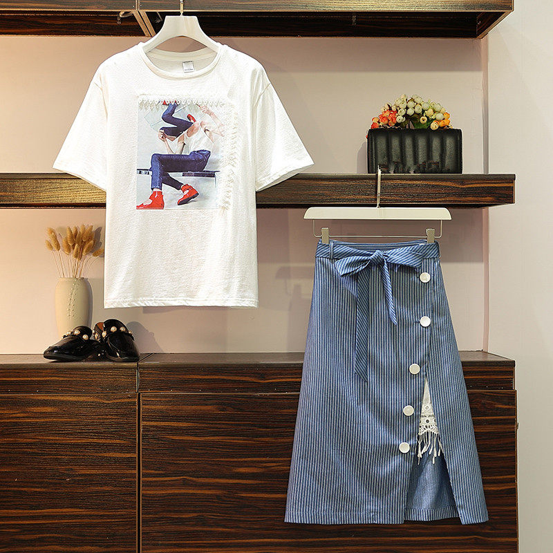 极速2020d Summer Plus Size Women Set Fashion Character Print