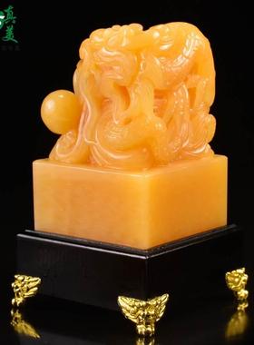 极速l纯家手工雕刻天送黄然玉龙印摆件官印玉玺印章狮Z子麒麟居礼