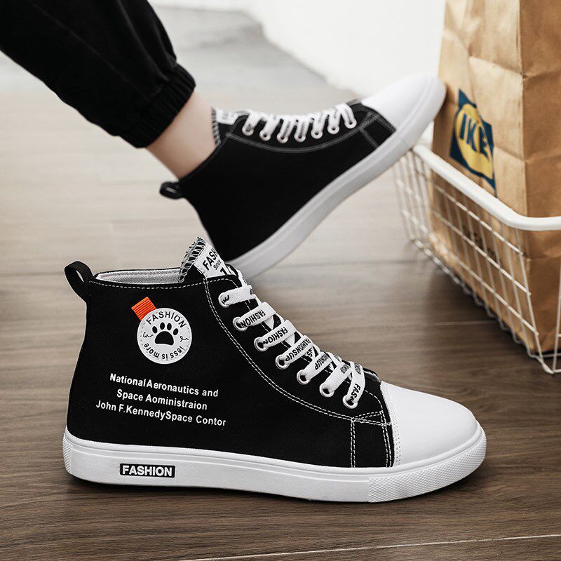 新品高帮帆布鞋夏季男鞋2026新款运动休闲板鞋男潮U流百搭学生透