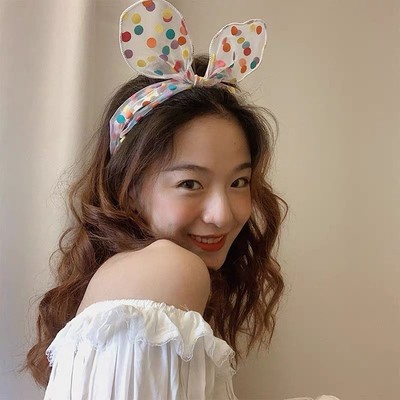 极速蕾丝BB夹两侧发夹日韩甜美港风少女彩M色波点网纱兔耳朵蝴蝶