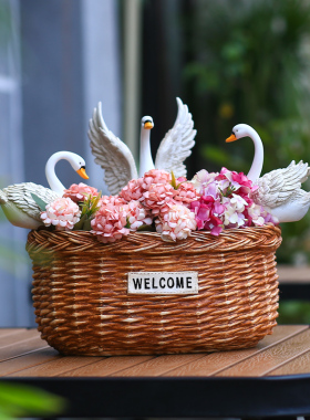 速发创意铜钱草碗莲水培花盆天鹅花园庭院客厅家居民宿装饰品造景