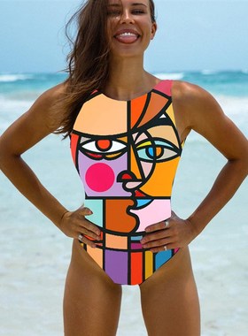 极速Halter Pgrint 2022 Sexy Women One-Piece Swimsuit Swimwea