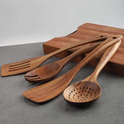 新品Wooden Kitchen Utensils Set Wood KitcheOn Utensil Set Fo