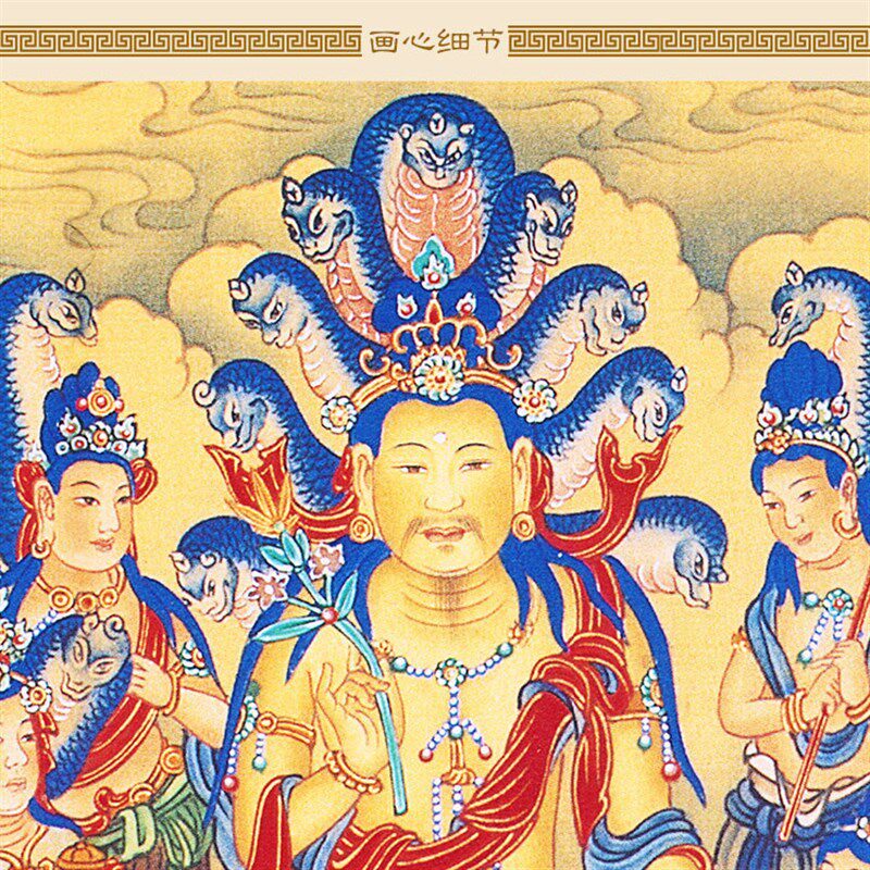 速发明清复古版 天龙八部龙众画像 g那伽龙神像画绢布卷轴挂画装