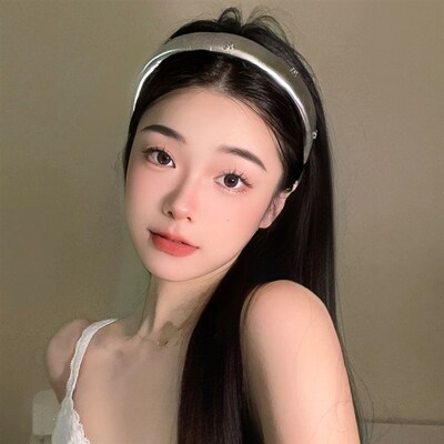 黑色银色a发箍女款小众高级感箍发卡高颅顶大波浪洋气时尚头发夏