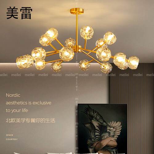 全铜轻奢后现代简约客厅吊灯北欧温馨浪漫餐厅主卧室水晶灯具灯饰