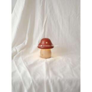 不土 红点蘑菇夜灯 原木风氛围灯充电触碰夜晚小夜灯床头卧室睡觉