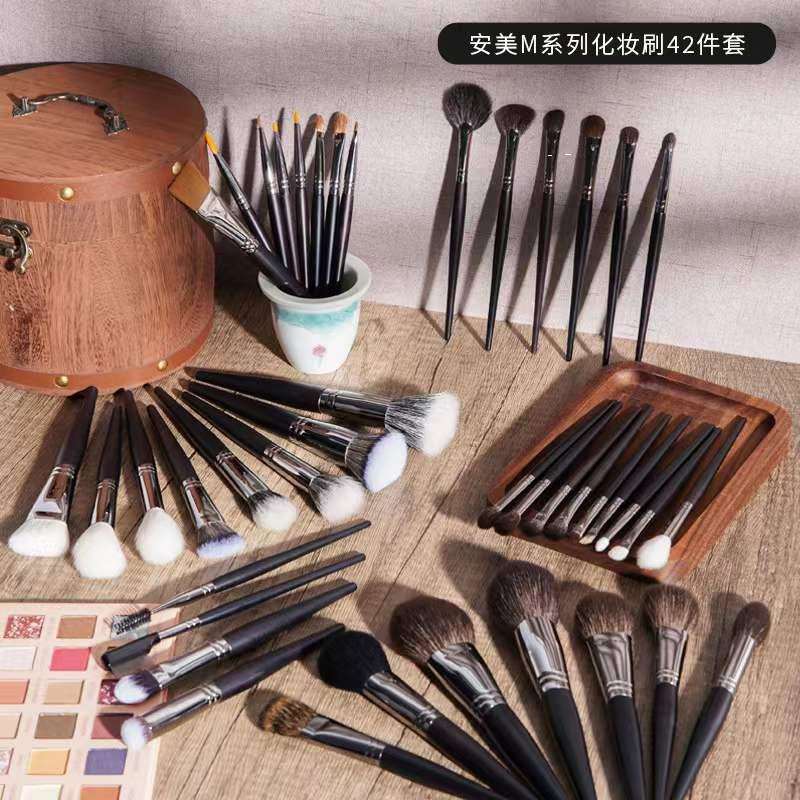 高端42支化妆刷 铜管羊毛动物毛化妆刷脸部刷眼部刷套装化妆工具