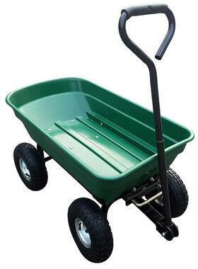 农用花园翻斗车绿色载重王独轮手推车子田园工具车翻斗手拉搬运车