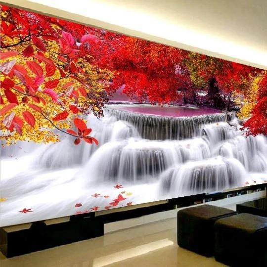 钻石画满钻客厅新款5D钻石绣枫树流水瀑布贴钻十字绣山水画风景,乐器/吉他/钢琴/配件,其它乐器配件,淘宝优惠券,粉丝福利购,淘宝优惠卷