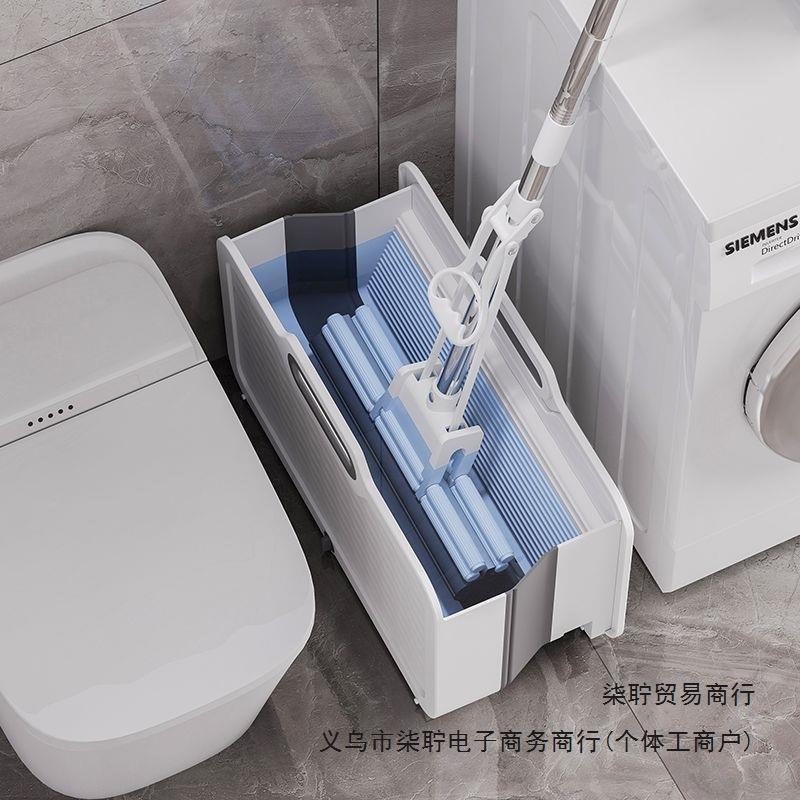 折叠拖把桶家用塑料加厚免手洗沥水篮长方形旋转拖带滑轮可排水