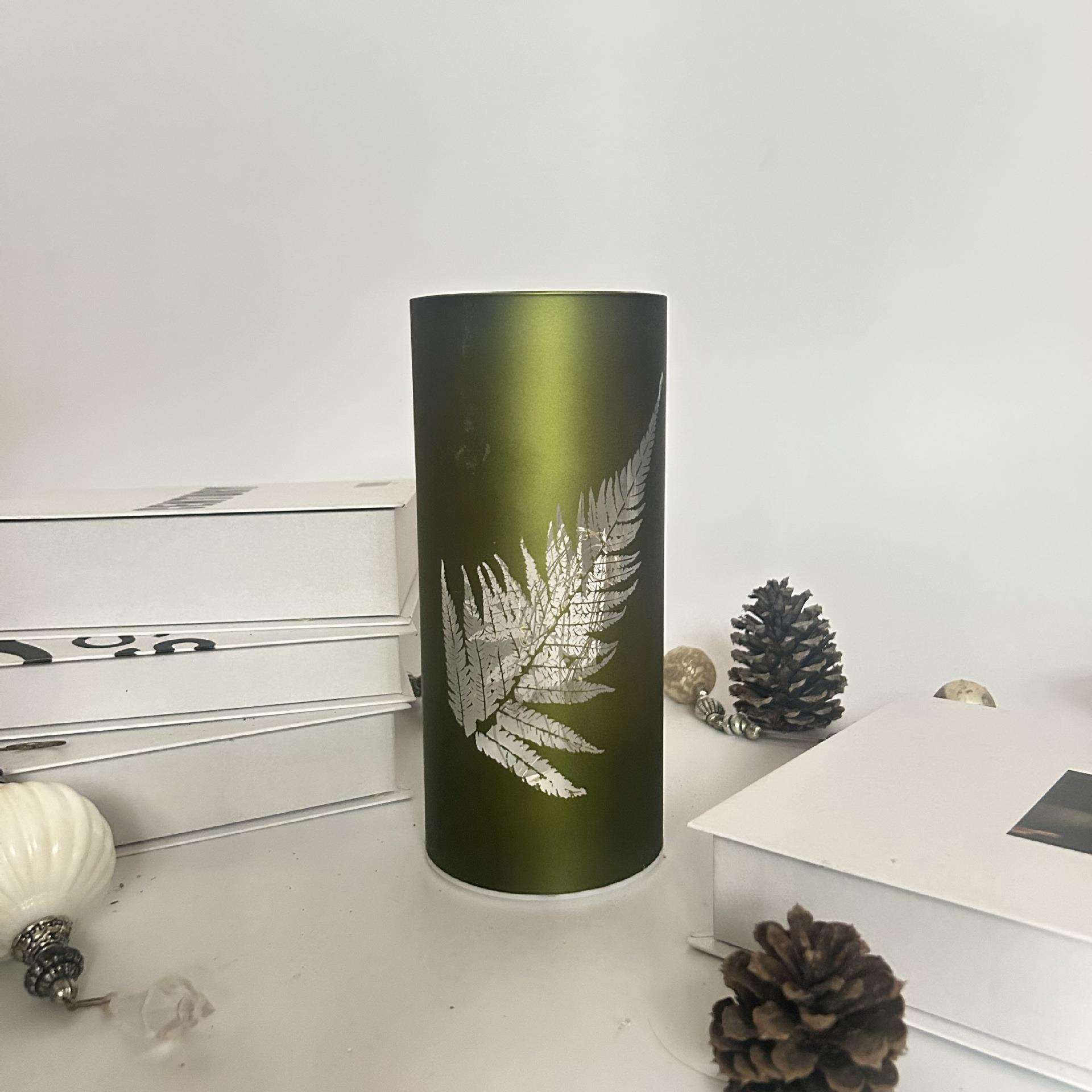 圣诞节创意LED玻璃烛台风灯LED桌面发光灯筒摆件节日派对氛围布置