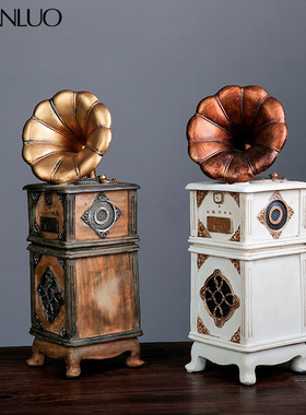 欧美复古留声机存钱罐树脂摆件家居卧室书架装饰摆件树脂工艺品