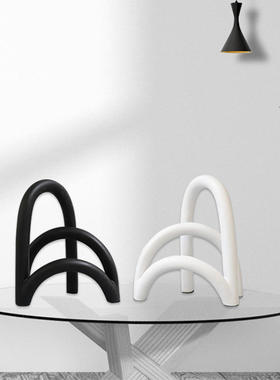 厂家现代简约白色树脂拱形摆件卧室书房客厅轻奢创意摆件