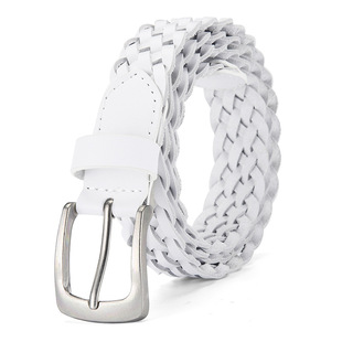 腰带男头层牛皮潮女士腰带真皮编织皮带女真皮白色腰带女百搭装饰