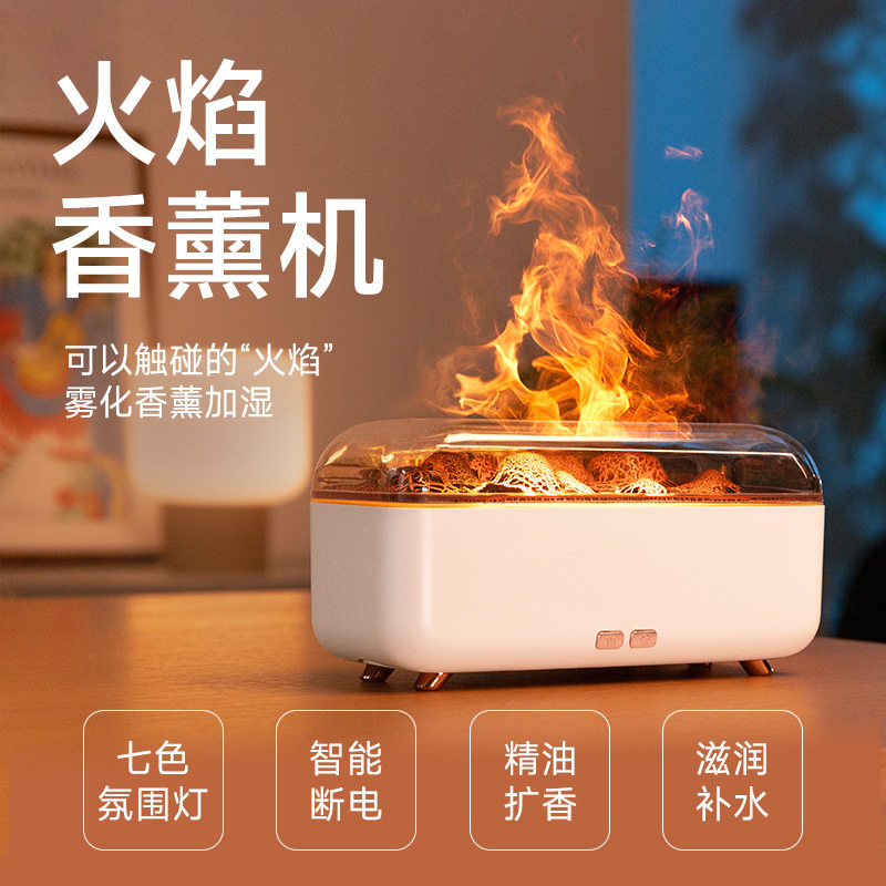 跨境新品火山熔岩喷雾香薰机USB家用桌面七彩灯空气扩香加湿器