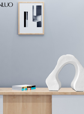 北欧风格抽象树脂摆件现代几何建筑造型酒店样板间创意软装装饰品