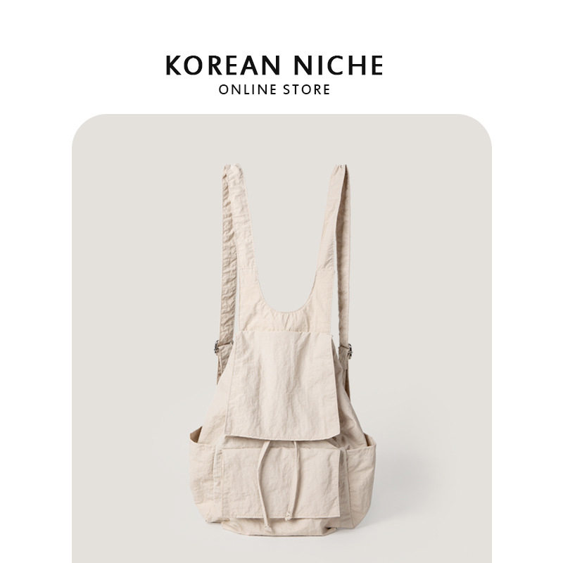 包包女2023新款小众轻便尼龙布褶皱多口袋大容量慵懒风双肩包背包,箱包皮具/热销女包/男包,双肩背包,淘宝优惠券,粉丝福利购,淘宝优惠卷